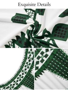 Brilight Geo Print Off Shoulder Long Sleeve Maxi Bodycon Dress Pattern Slim Mermaid Gown For Party Wed - White - View 5