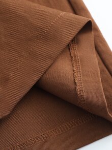 SHEIN Holidaya Women's High Waist Pocket Decor Shades Of Brown Casual Versatile Long Pants Thanksgiving Work Office Autumn Trousers Women Pants - Brown - View 5