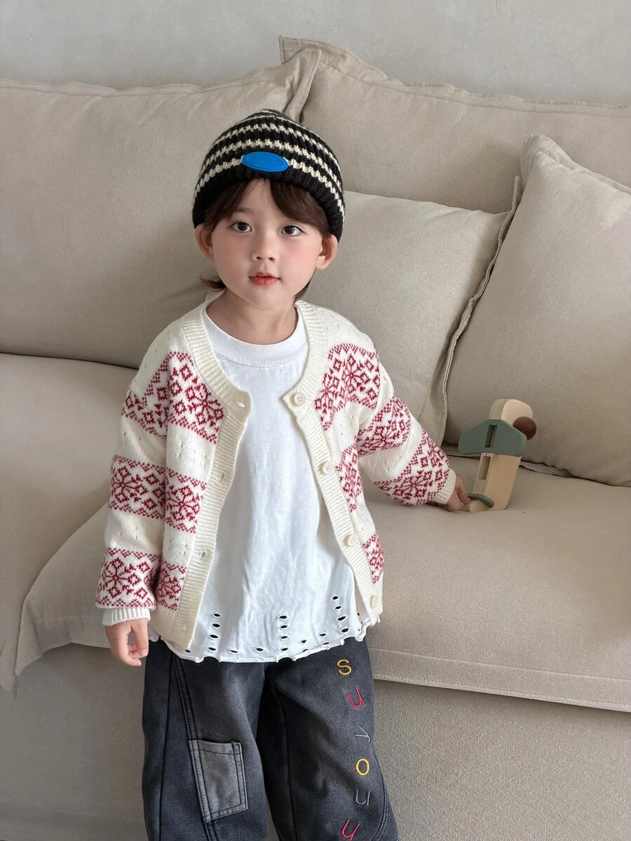 DAZY Baby Boy Snowflake Pattern Casual Daily Outing Cardigan - Multicolor - View 1