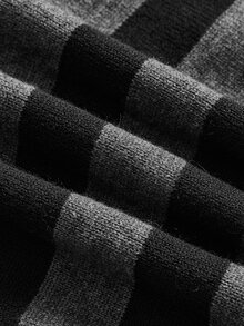 ROMWE Street Life Women's V-Neck Long Sleeve Striped Knit Top - Dark Grey - View 4