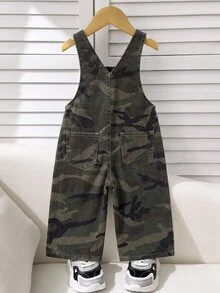 SHEIN 男嬰牛紋牛仔寬鬆吊帶褲 - 彩色 - 查看 3
