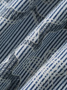 Dazy-Less Women's Floral Striped Long Sleeve Zipper Front Denim Jacket - Blue - View 5