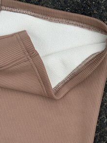 MaterniWear Maternity Solid Color Adjustable Waist Thermal Lined Casual Long Pants - Brown - View 7