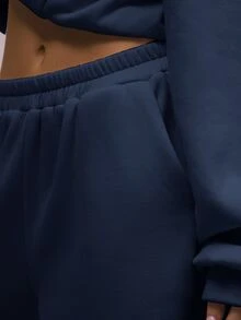MUSERA 女款大廓形刷毛休閒運動長褲，度假機場風，90年代夏季風格，適合畢業季、返校季、教師穿著，春季休閒款 - 霧霾藍 - 查看 5