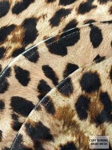 Linhara Busana Wanita Ukuran Besar Musim Semi/Panas: Elegan, Kasual, Minimalis, dan Serbaguna, Blus Wanita Ukuran Besar Motif Leopard Vintage Acak Lengan Panjang Dua Lapis dengan Desain Manset Berkerut, Cocok untuk Pakaian Musim Semi/Panas - MultiWarna - View 4
