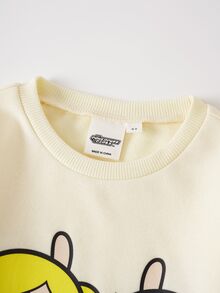 THE POWERPUFF GIRLS X SHEIN Young Girl Crew Neck Long Sleeve Sweatshirt And Sweatpants Casual Set - Apricot - View 3