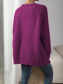 SHEIN LUNE Women's Solid Color Casual Versatile Daily Wear Cardigan - Purple - View 2