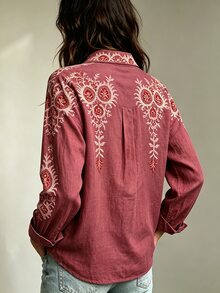 Trelyra 女款單排扣休閒百搭日常通勤襯衫 - 彩色 - 查看 2