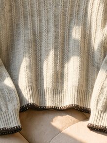 Rusticease New Spring/Summer Fresh Vintage Artistic Dyed Print Round Neck Elegant Ice Silk Thin Pullover Sweater For Women - Apricot - View 5