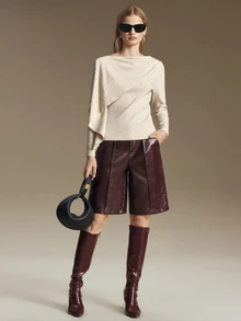 Ontre Women's Beach Holiday Country Style Country Concert 2026SS Autumn/Winter New Simple Elegant Old Money Style - Burgundy - View 3