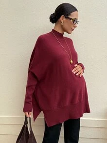MaterniWear Sweater Hamil Lengan Panjang Minimalis Serbaguna Warna Polos - Burgundy - View 6
