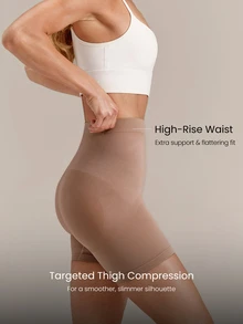 GLOWMODE ShapingSculpt High-Rise Seamless Boyshorts With Anti-Roll Down Design & Tummy Control Thigh Compression Daily Active Casual Wear - Apricot - View 5
