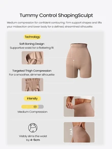 GLOWMODE ShapingSculpt High-Rise Seamless Boyshorts With Anti-Roll Down Design & Tummy Control Thigh Compression Daily Active Casual Wear - Apricot - View 2