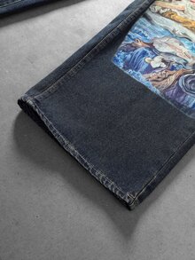 ROMWE MEN Street Life Men's Casual Button-Fly Denim Jeans For Daily Wear - Blue - View 5