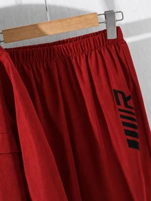 SHEIN 青少年男孩半拉鍊連帽外套與慢跑長褲 2 件套裝，休閒運動風，適合秋冬 - 紅色 - 查看 3