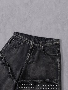 Manfinity Denimwave Men's Casual Denim Jeans With Pockets And Buttons For Daily Wear - Dark Grey - View 5