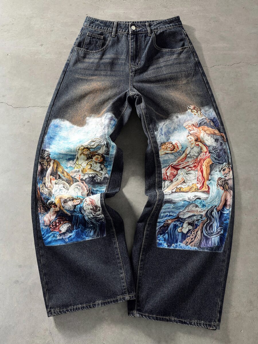 ROMWE MEN Street Life Men's Casual Button-Fly Denim Jeans For Daily Wear - Blue - View 1