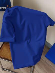 Manfinity Hypemode Men's Classic Casual Versatile NK Letter Print Colorful Short Sleeve T-Shirt, Minimalist Fashion NK Print Short Sleeve Top - Blue - View 2