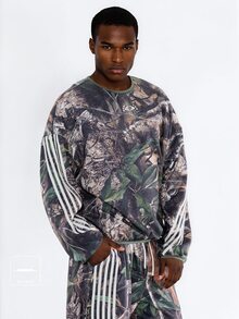 FORM&CHAOS Men's Autumn/Winter Tropical Plant Print Striped Sweatshirt - Multicolor - View 1