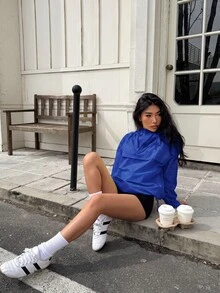 SHEIN EZwear 皇家藍休閒輕量梭織女款夾克 - 寶藍色 - 查看 4
