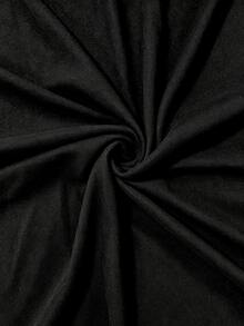 SHEIN 大尺碼女款高腰彈性腰拉鍊口袋黑色修身錐腳長褲，彈性顯瘦休閒緊身褲 - 黑色 - 查看 7