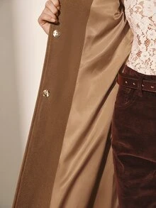 MOTF PREMIUM WOMEN'S AUTUMN/WINTER WOOL BLEND METAL DOUBLE-BREASTED SLIM FIT WAIST-CINCHING JACKET - Brown - View 9
