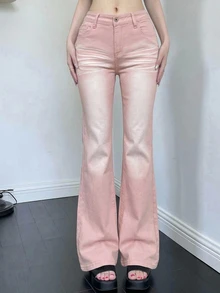 DAZY Women's Pink Flare Leg Denim Jeans Y2k - Party Punch - View 3