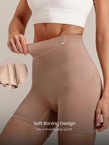 GLOWMODE ShapingSculpt High-Rise Seamless Boyshorts With Anti-Roll Down Design & Tummy Control Thigh Compression Daily Active Casual Wear - Apricot - View 4