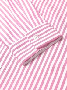 Manfinity Homme Men's Woven Minimalist Blue & White Striped Shirt - Pink - View 5
