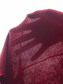 Anewsta Essential Burgundy Semi-High Neck Frill Trim Pleated Fitted Petal Sleeve Knit Sweater - Burgundy - View 8