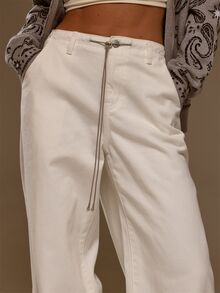 MUSERA White Denim Oversized Straight Leg Jeans Autumn Fall Winter Coolgirl Women Outfit - White - View 5