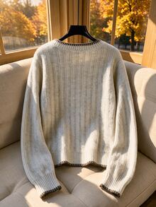 Rusticease New Spring/Summer Fresh Vintage Artistic Dyed Print Round Neck Elegant Ice Silk Thin Pullover Sweater For Women - Apricot - View 2