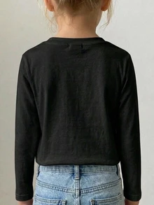 Dazy Kids 青少年女孩秋季服飾 青少年女孩圓領針織短袖蝴蝶結裝飾T恤 夏季 - 黑色 - 查看 6