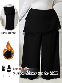 SHEIN CURVE+ Women's Plus Size 22W Black Leather Skirt, Autumn/Winter - Black - View 1