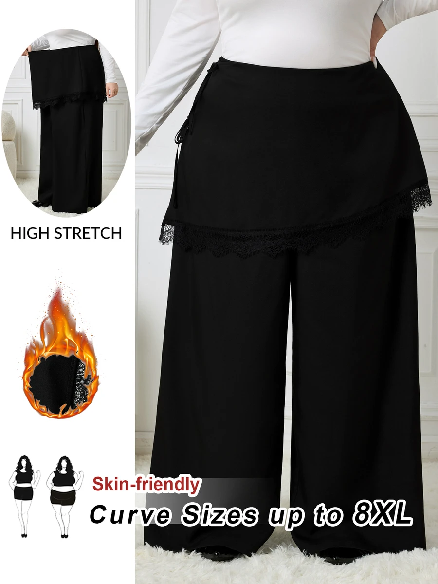 SHEIN CURVE+ Women's Plus Size 22W Black Leather Skirt, Autumn/Winter - Black - View 1