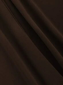 Sweetra 女款純色休閒百搭日常穿著長褲 - 咖啡棕 - 查看 3