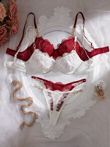 Crystal Vow 4件組女士蕾絲鋼圈內衣套裝 - 彩色 - 查看 1