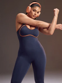 Powerista Women's Plus Size Trim Back Cutout Sleeveless Sports Jumpsuit - Blue - View 3