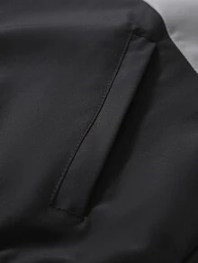 Manfinity Roughcore Men's Colorblock Long Sleeve Zip-Up Half-Placket Casual Jacket - Black - View 4
