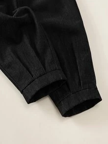 SHEIN 男嬰 2件組 春夏秋冬時尚可愛卡其色紳士西裝套裝，嬰兒西裝，嬰兒洗禮，優雅，婚禮賓客，花童，戒童，婚禮，柔軟舒適 - 黑色 - 查看 6
