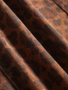 ROMWE MEN Street Life Casual Fashion Leopard Print Metal Chain Decor Versatile Men's Denim Jeans - Brown - View 7