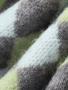 Livesso Áo cardigan nữ màu xanh cổ tròn cài nút dệt vặn thừng tay dài ôm dáng gân tăm, thu/đông - màu xanh lá - Xem 7