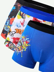 SHEIN 5pcs Boys All Season Cotton Comfortable Cute Colorful Multi-Pattern Game Console & Game Controller Print Boxer Briefs - Multicolor - View 6