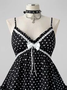 Sunspun Plus Size Women's Casual Vacation Commute Cute Sweet Polka Dot Camisole - Hot Pink - View 5