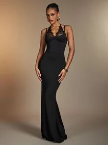 Hauture Fashionable Sexy Lace Patchwork Bodysuit Sexy - Black - View 6