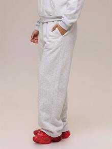 MUSERA 綠色圖案Logo休閒慢跑長褲 冬季休閒舒適穿搭 女款酷綠色長褲 - 淺灰色 - 查看 3