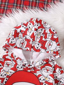 SHEIN Boys' Red Santa Claus Christmas Sweatshirt, Suitable For Streetwear, Street Style, Parent-Child Matching - Red - View 5
