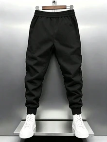 Gym Rark Men's Letter Print Elastic Leg Drawstring Waist Casual Sports Long Pants - Black - View 2