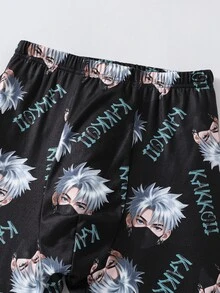 SHEIN 2pcs/Set Teen Boy/Teen Boys Casual Anime Print Fitted Long Pajama Set, Perfect For Autumn/Winter Back To School Season - 彩色 - 查看 5