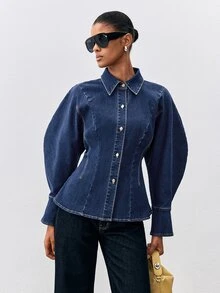 ATUI Studio Women's Single-Breasted Casual Daily Denim Jacket - Blue - View 7